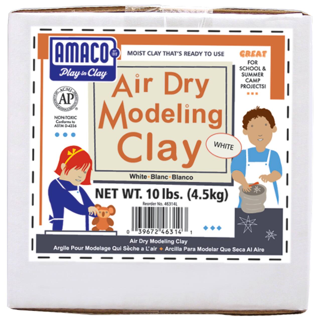 6 Pack: Amaco&#xAE; 10lb. White Air Dry Modeling Clay